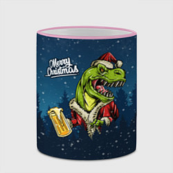 Кружка 3D Пивозавр Санта, цвет: 3D-розовый кант — фото 2
