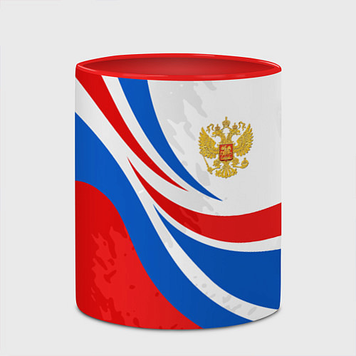 Кружка цветная Россия - спортивная униформа / 3D-Белый + красный – фото 2