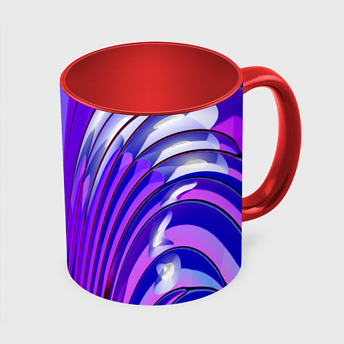 Кружка цветная Фиолетовые линии и полосы / 3D-Белый + красный – фото 1