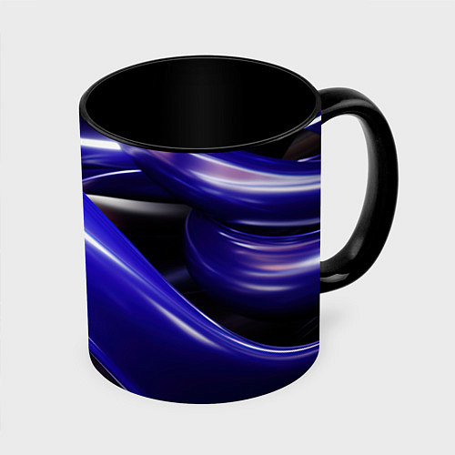 Кружка цветная Blue black abstract / 3D-Белый + черный – фото 1