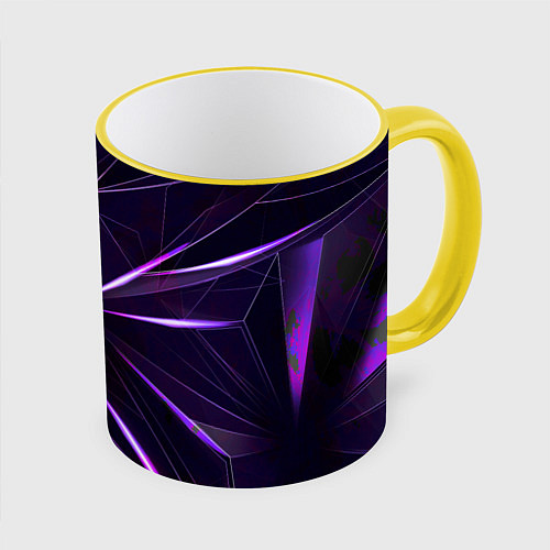 Кружка цветная Фиолетовый хрусталь / 3D-Желтый кант – фото 1