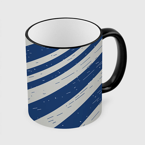 Кружка цветная Сине-белый шик / 3D-Черный кант – фото 1