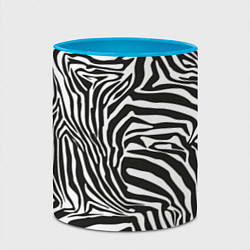 Кружка 3D Шкура зебры черно - белая графика, цвет: 3D-белый + небесно-голубой — фото 2
