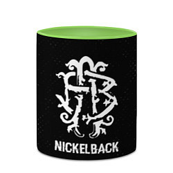 Кружка 3D Nickelback glitch на темном фоне, цвет: 3D-белый + светло-зеленый — фото 2