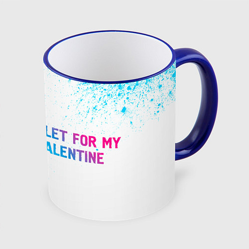 Кружка цветная Bullet For My Valentine neon gradient style по-гор / 3D-Синий кант – фото 1