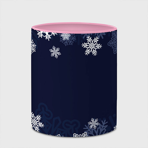Кружка цветная Воздушные снежинки / 3D-Белый + розовый – фото 2