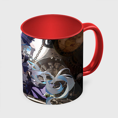 Кружка цветная Genshin Impact Фурина / 3D-Белый + красный – фото 1