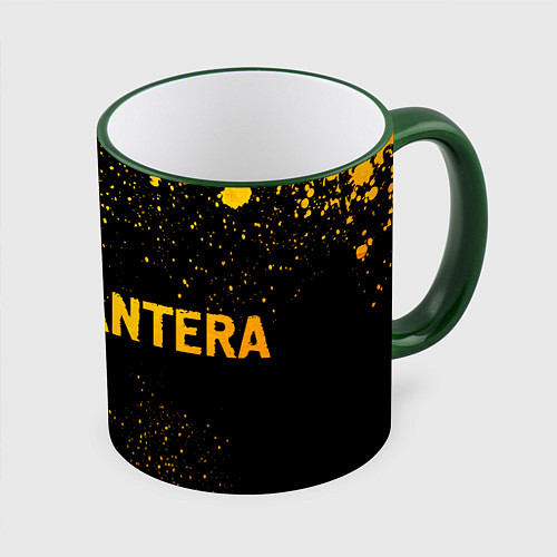 Кружка цветная Pantera - gold gradient по-горизонтали / 3D-Зеленый кант – фото 1