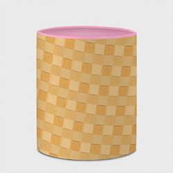 Кружка 3D Плетение из берёсты текстура, цвет: 3D-белый + розовый — фото 2