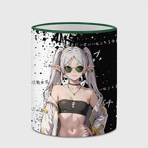Кружка цветная Фрирен в современном времени / 3D-Зеленый кант – фото 2