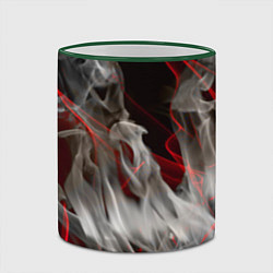 Кружка 3D Дым и красные узоры, цвет: 3D-зеленый кант — фото 2