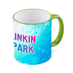 Кружка 3D Linkin Park neon gradient style по-горизонтали, цвет: 3D-светло-зеленый кант