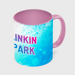 Кружка 3D Linkin Park neon gradient style по-горизонтали, цвет: 3D-белый + розовый
