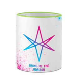 Кружка 3D Bring Me the Horizon neon gradient style, цвет: 3D-светло-зеленый кант — фото 2