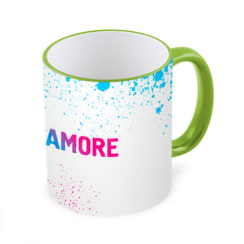 Кружка цветная Paramore neon gradient style по-горизонтали / 3D-Светло-зеленый кант – фото 1