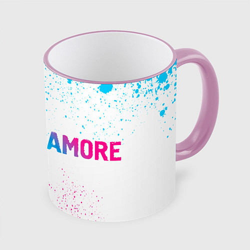 Кружка цветная Paramore neon gradient style по-горизонтали / 3D-Розовый кант – фото 1