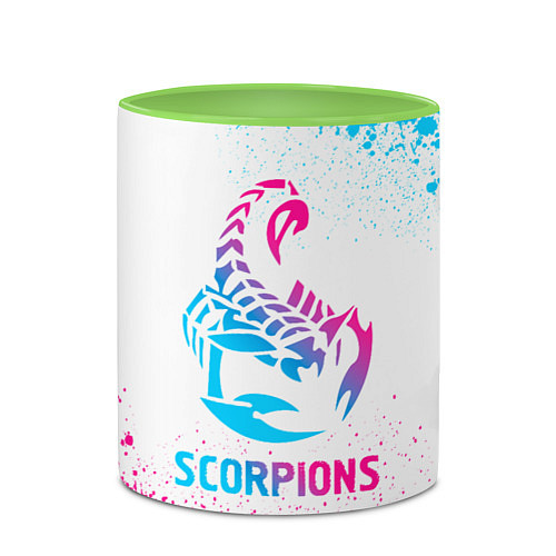 Кружка цветная Scorpions neon gradient style / 3D-Белый + светло-зеленый – фото 2