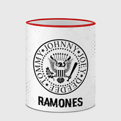 Кружка 3D Ramones glitch на светлом фоне, цвет: 3D-красный кант — фото 2