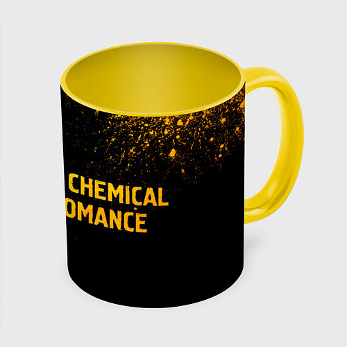 Кружка цветная My Chemical Romance - gold gradient по-горизонтали / 3D-Белый + желтый – фото 1