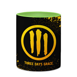 Кружка 3D Three Days Grace - gold gradient, цвет: 3D-белый + светло-зеленый — фото 2