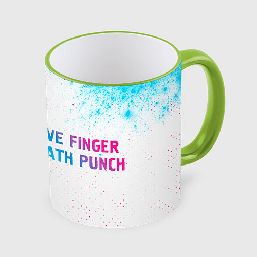 Кружка цветная Five Finger Death Punch neon gradient style по-гор / 3D-Светло-зеленый кант – фото 1