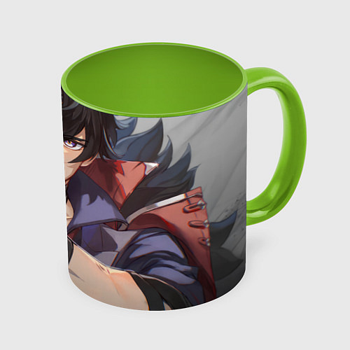 Кружка цветная Genshin Impact Ризли / 3D-Белый + светло-зеленый – фото 1