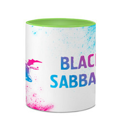 Кружка 3D Black Sabbath neon gradient style по-горизонтали, цвет: 3D-белый + светло-зеленый — фото 2