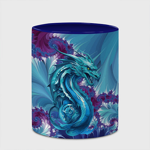 Кружка цветная Dragon - irezumi - ai art / 3D-Белый + синий – фото 2