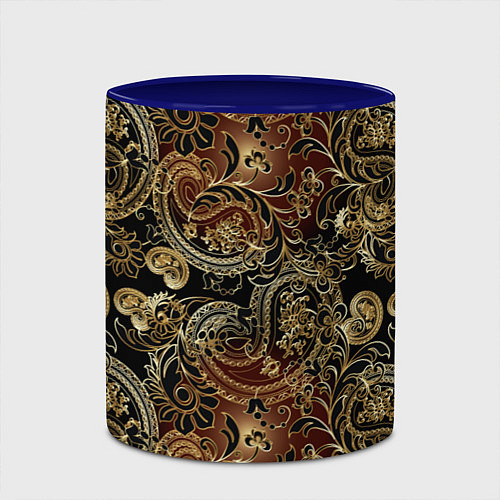 Кружка цветная Золотые узоры пейсли / 3D-Белый + синий – фото 2