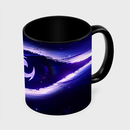 Кружка цветная Genshin Impact Raiden sign / 3D-Белый + черный – фото 1