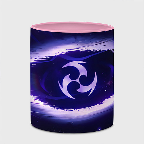 Кружка цветная Genshin Impact Raiden sign / 3D-Белый + розовый – фото 2