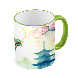 Кружка цветная Japanese dragon - watercolor art