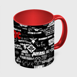 Кружка 3D AC DC all logo band, цвет: 3D-белый + красный