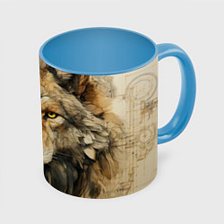 Кружка цветная Волк в стиле диаграмм Давинчи