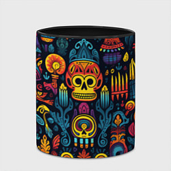 Кружка 3D Паттерн в мексиканском фолк-стиле, цвет: 3D-белый + черный — фото 2