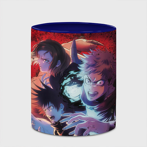 Кружка цветная Магическая битва - Итадори Юдзи / 3D-Белый + синий – фото 2