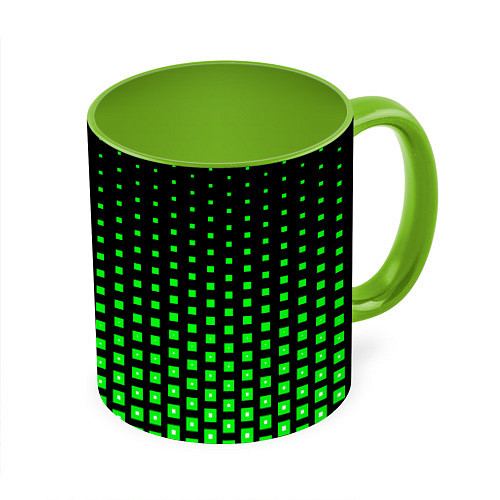 Кружка цветная Зелёные квадраты / 3D-Белый + светло-зеленый – фото 1