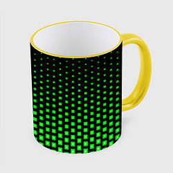 Кружка 3D Зелёные квадраты, цвет: 3D-желтый кант