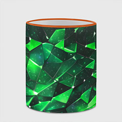 Кружка 3D Зелёное разбитое стекло, цвет: 3D-оранжевый кант — фото 2