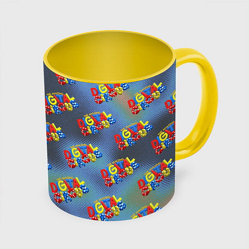 Кружка цветная The amazing digital circus pattern / 3D-Белый + желтый – фото 1