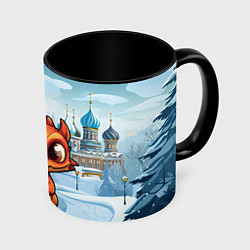 Кружка 3D Милый рыжий дракоша, цвет: 3D-белый + черный