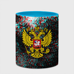 Кружка 3D Россия герб краски глитч, цвет: 3D-белый + небесно-голубой — фото 2