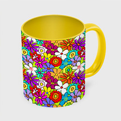 Кружка 3D Floral multicolour, цвет: 3D-белый + желтый