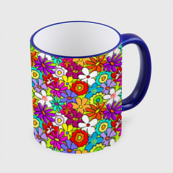 Кружка 3D Floral multicolour, цвет: 3D-синий кант