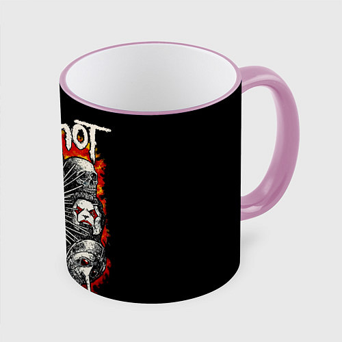 Кружка цветная Slipknot метал-группа / 3D-Розовый кант – фото 1