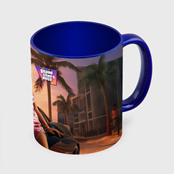 Кружка 3D GTA 6 girl, цвет: 3D-белый + синий