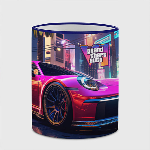Кружка цветная GTA 6 auto / 3D-Синий кант – фото 2