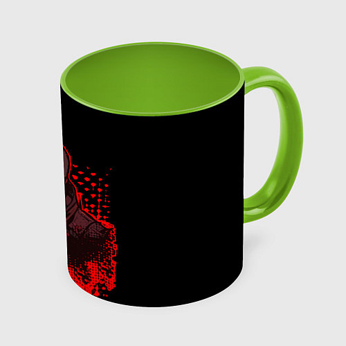 Кружка цветная Красный скелет на чёрном фоне / 3D-Белый + светло-зеленый – фото 1