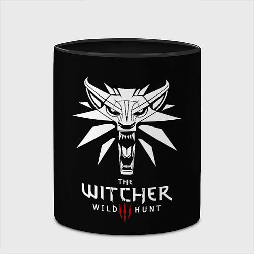Кружка цветная The Witcher белое лого гейм / 3D-Белый + черный – фото 2