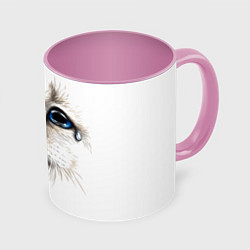 Кружка цветная Белый плачущий кот